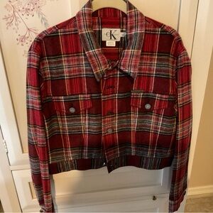 Calvin Klein Jeans Red Plaid Bomber Jacket